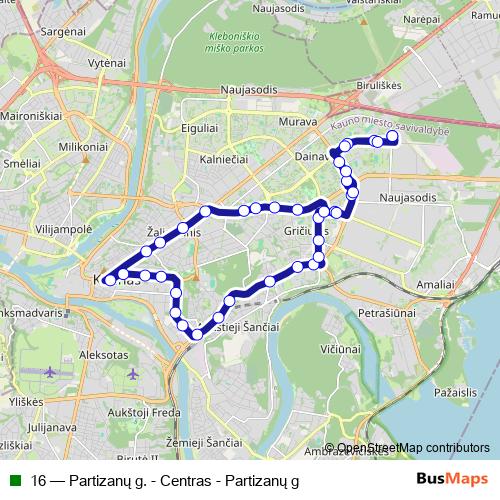 16 trolleybus Line Map