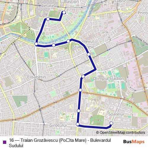 16 trolleybus Line Map