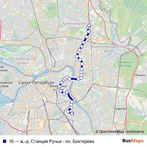 16 trolleybus Line Map