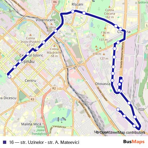 16 trolleybus Line Map