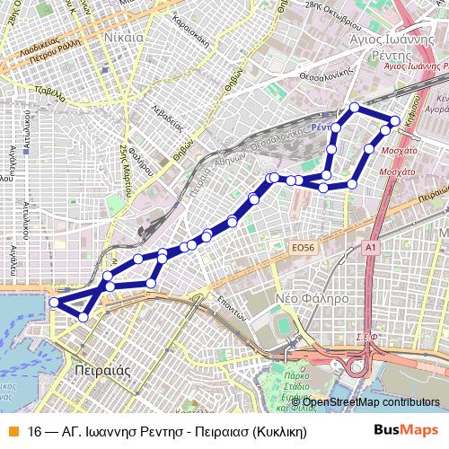 16 trolleybus Line Map