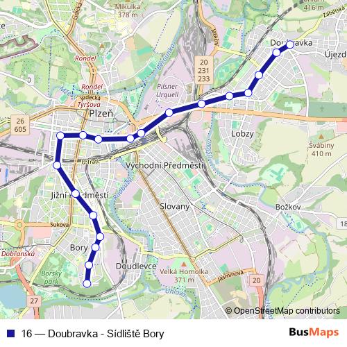 16 trolleybus Line Map