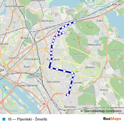 16 trolleybus Line Map