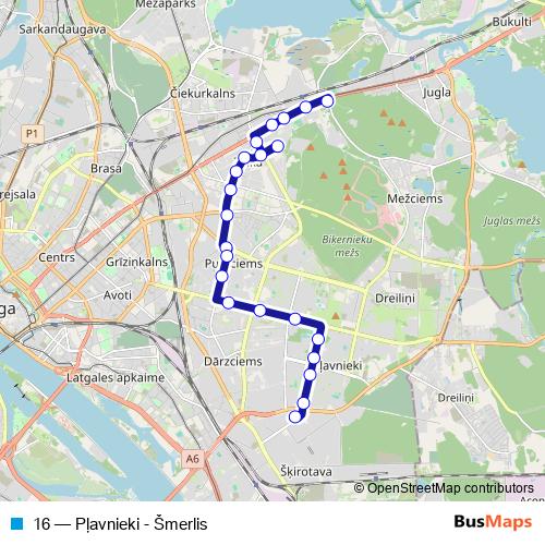 16 trolleybus Line Map