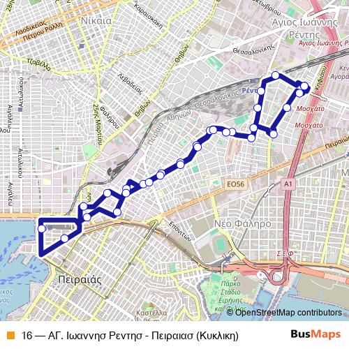 16 trolleybus Line Map