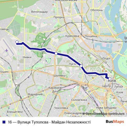 16 trolleybus Line Map