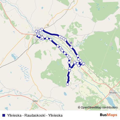 Ylivieska - Raudaskoski - Ylivieska bus Line Map