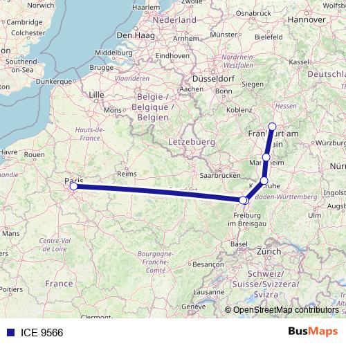 ICE 9566 rail Line Map