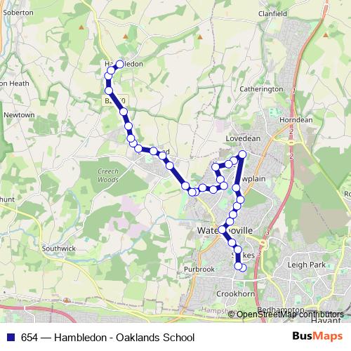 654 bus Line Map