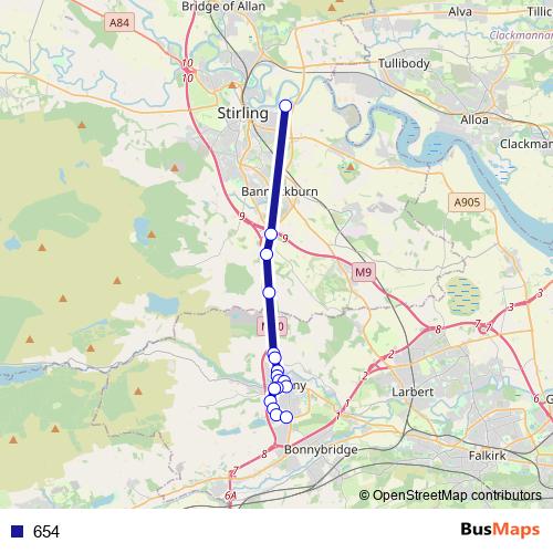 654 bus Line Map