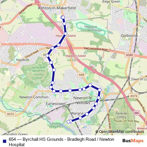 654 bus Line Map