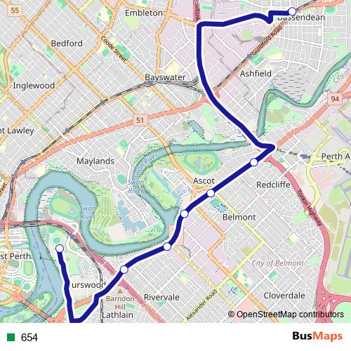 654 bus Line Map