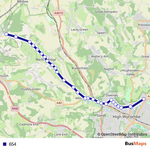 654 bus Line Map