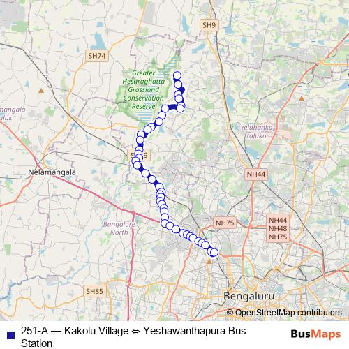 251-A bus Line Map