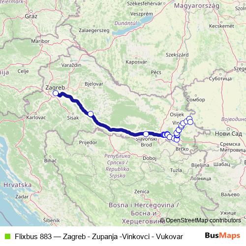Flixbus 883 bus Line Map
