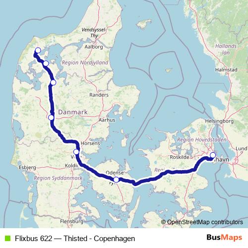 Flixbus 622 bus Line Map