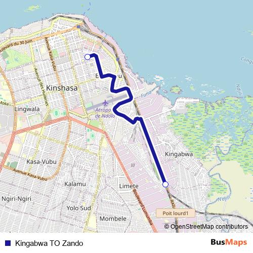 Kingabwa TO Zando bus Line Map
