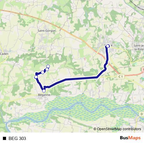 BEG 303 bus Line Map