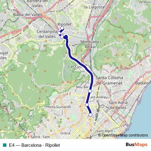 E4 bus Line Map