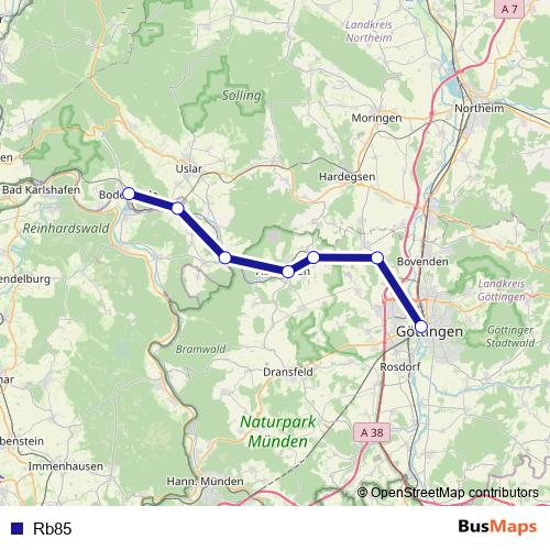 Rb85 bus Line Map