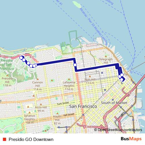 Presidio GO Downtown bus Line Map