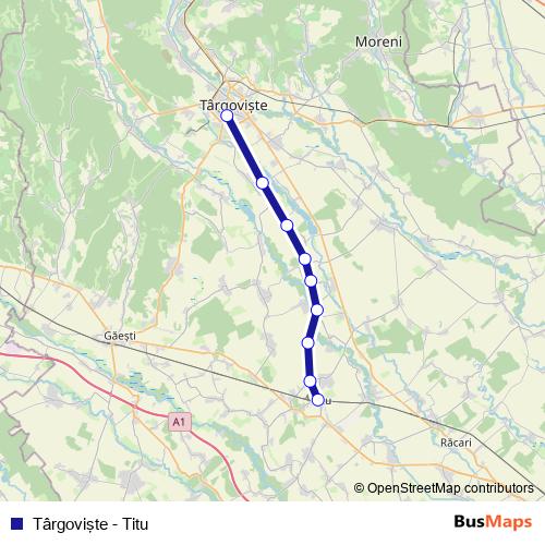 Târgovişte - Titu rail Line Map