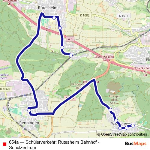 654a bus Line Map