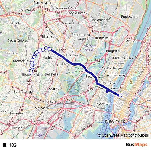 102 bus Line Map