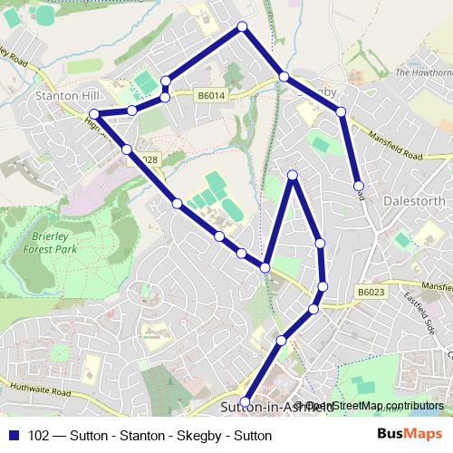102 bus Line Map