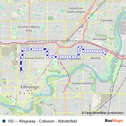 102 bus Line Map