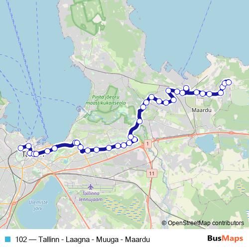 102 bus Line Map