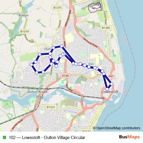 102 bus Line Map