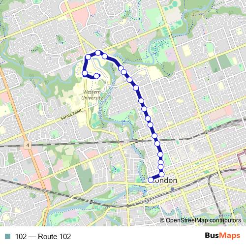 102 bus Line Map