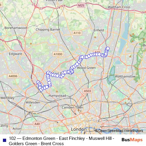 102 bus Line Map