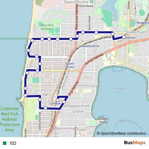 102 bus Line Map