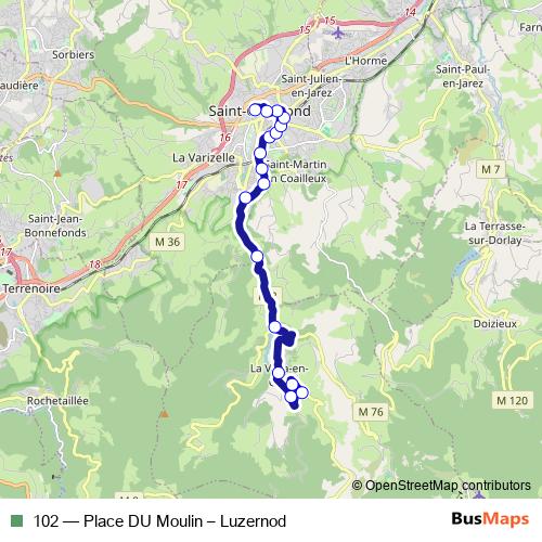 102 bus Line Map