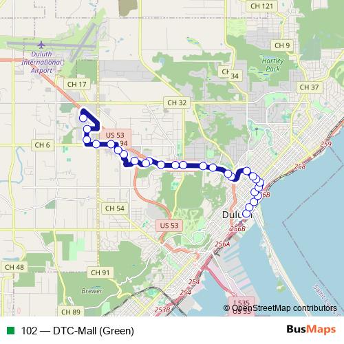102 bus Line Map