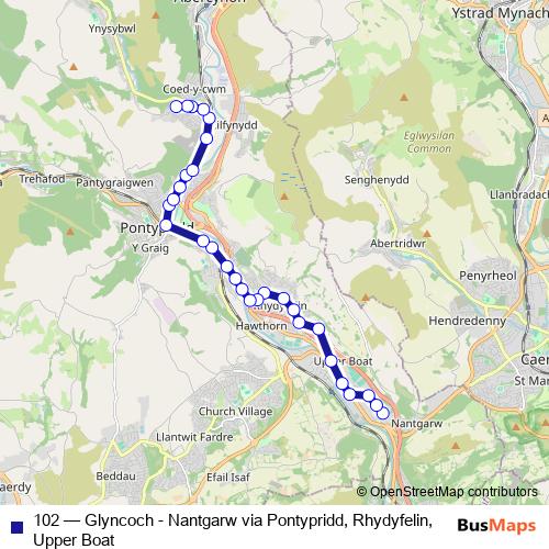 102 bus Line Map