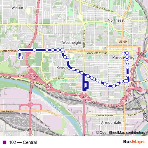 102 bus Line Map