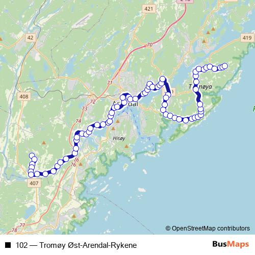 102 bus Line Map