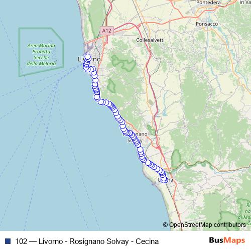 102 bus Line Map