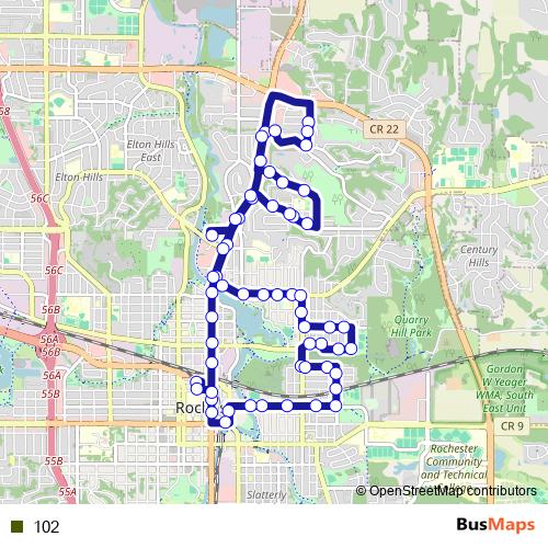 102 bus Line Map