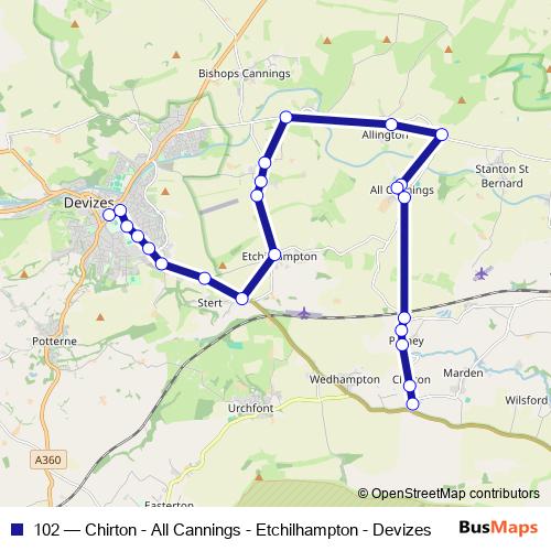 102 bus Line Map