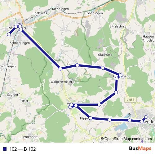 102 bus Line Map