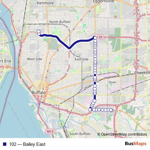 102 bus Line Map
