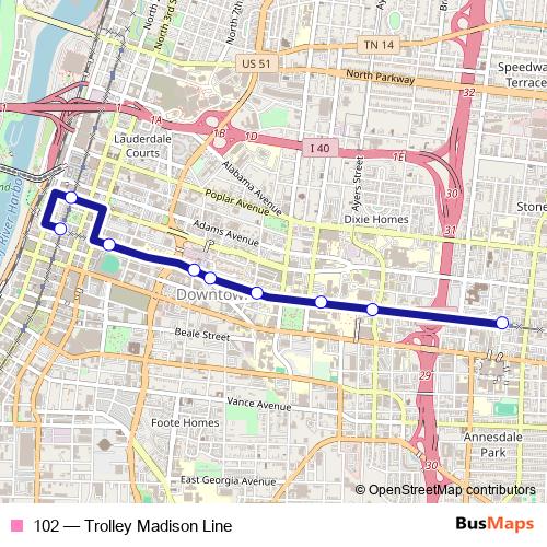 102 bus Line Map