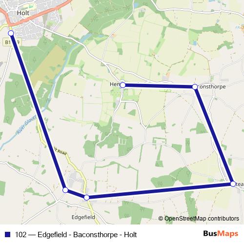 102 bus Line Map