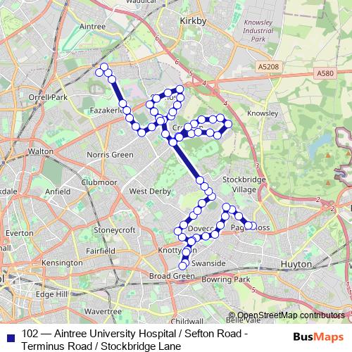 102 bus Line Map