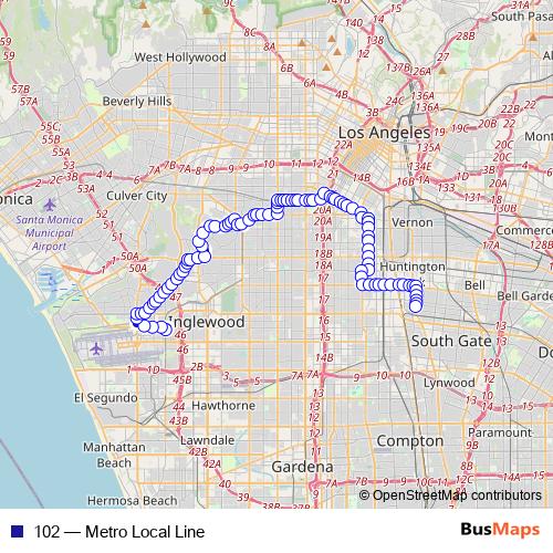 102 bus Line Map