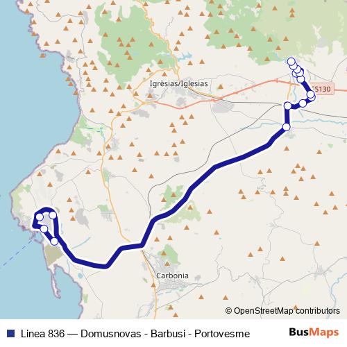 Linea 836 bus Line Map